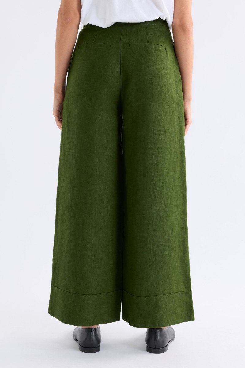 Anneli Linen Pant Model back close up | OLIVE