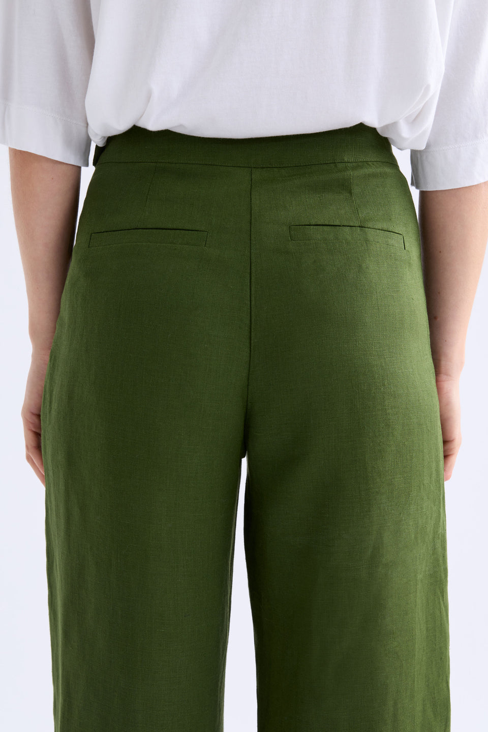 Hersom High Waist Linen Pant Model Front | OLIVE