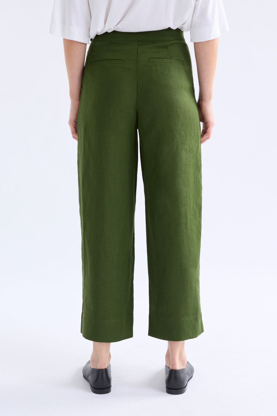 Hersom High Waist Linen Pant Model Front | OLIVE