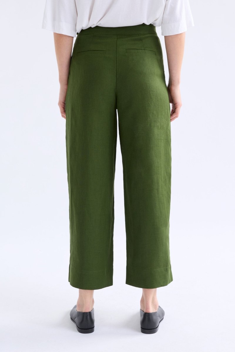 Hersom High Waist Linen Pant Model Front | OLIVE
