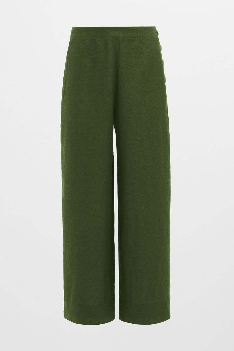 Hersom High Waist Linen Pant Model Front | OLIVE