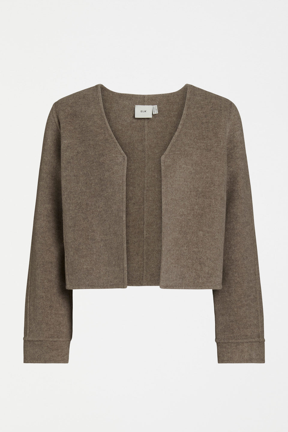 Sesa Cropped Wool Twill Jacket Front | LATTE