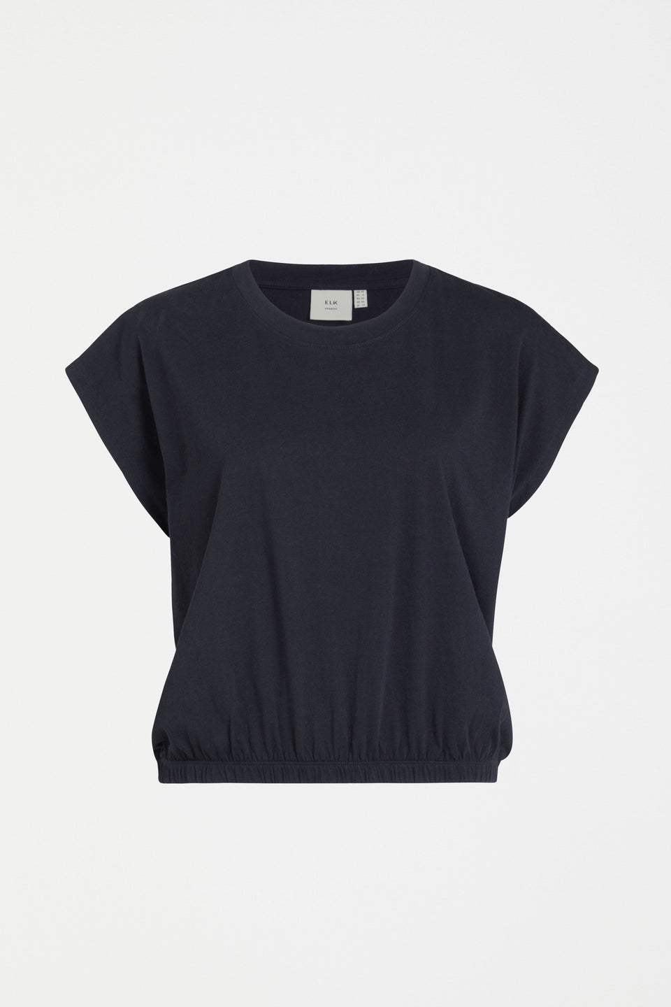 Kruise Organic Cotton Jersey Cropped Elastic Hem Semi Cropped Tee Front | SPACE BLUE