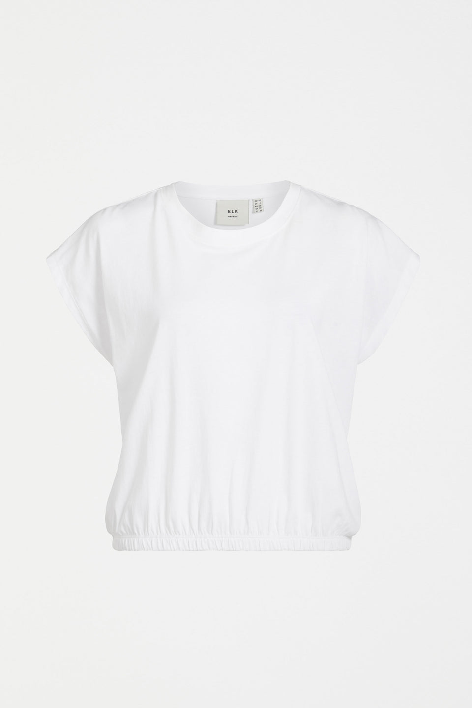 Kruise Organic Cotton Jersey Cropped Elastic Hem Semi Cropped Tee Front | WHITE