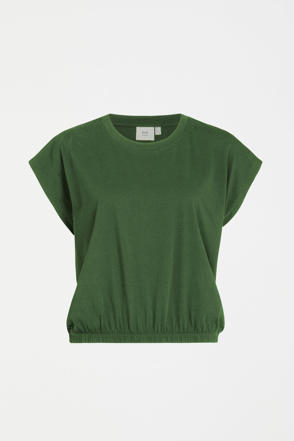 Kruise Organic Cotton Jersey Cropped Elastic Hem Semi Cropped Tee Front | OLIVE