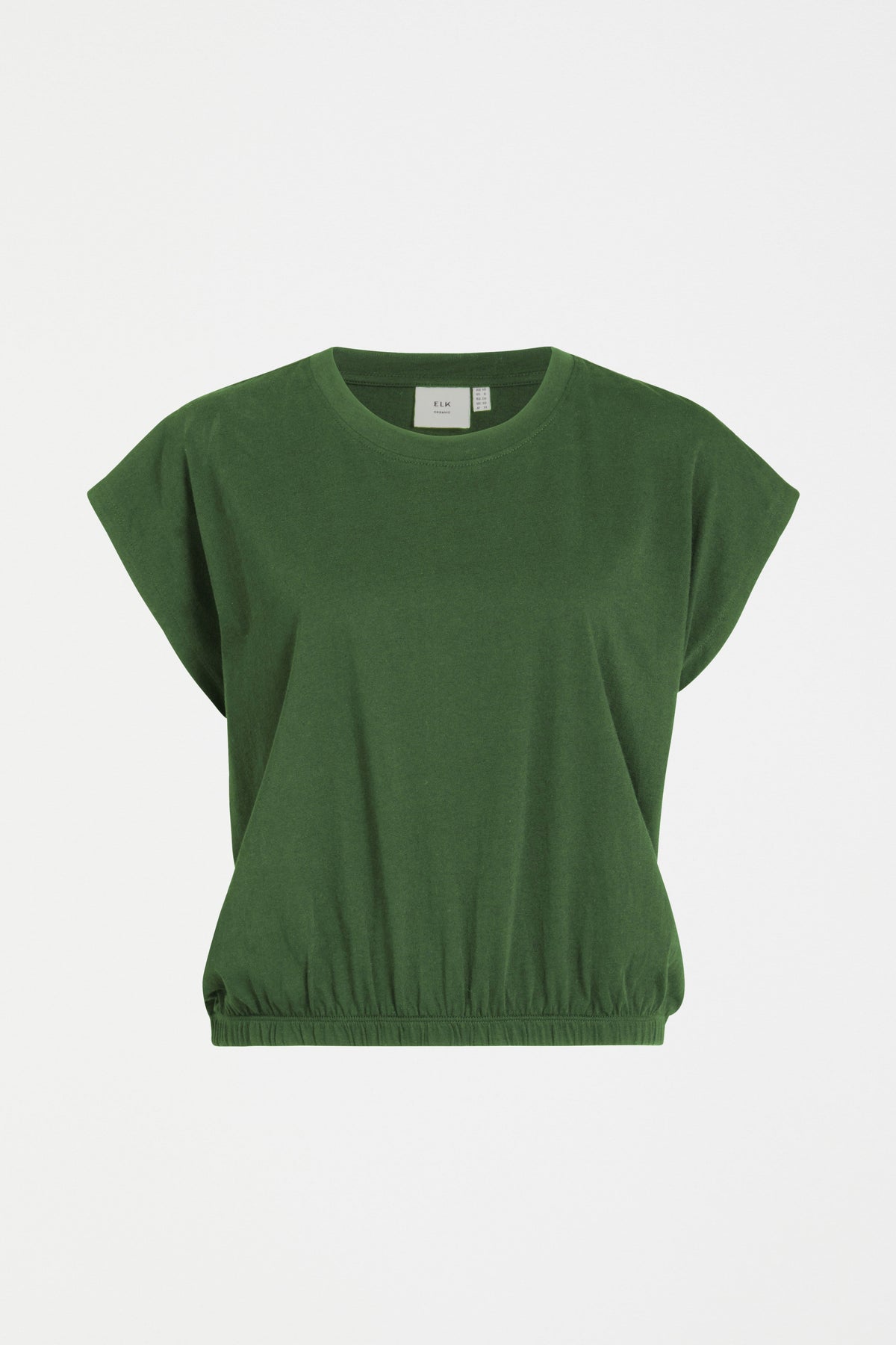 Kruise Organic Cotton Jersey Cropped Elastic Hem Semi Cropped Tee Front | OLIVE