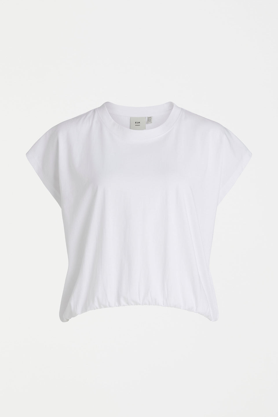 Kruise Organic Cotton Jersey Cropped Elastic Hem Semi Cropped Tee Front | WHITE