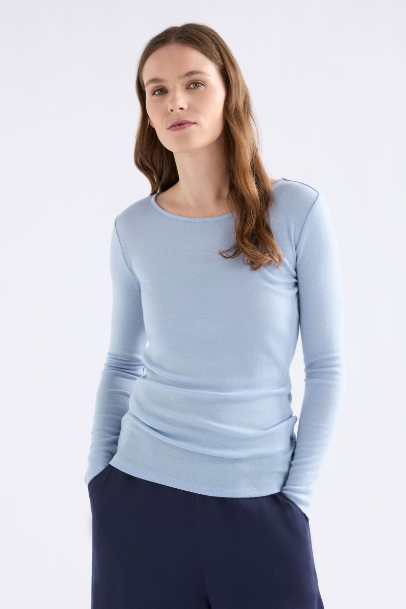 Merino Long Sleeve Top Tops - ELK | PEARL BLUE
