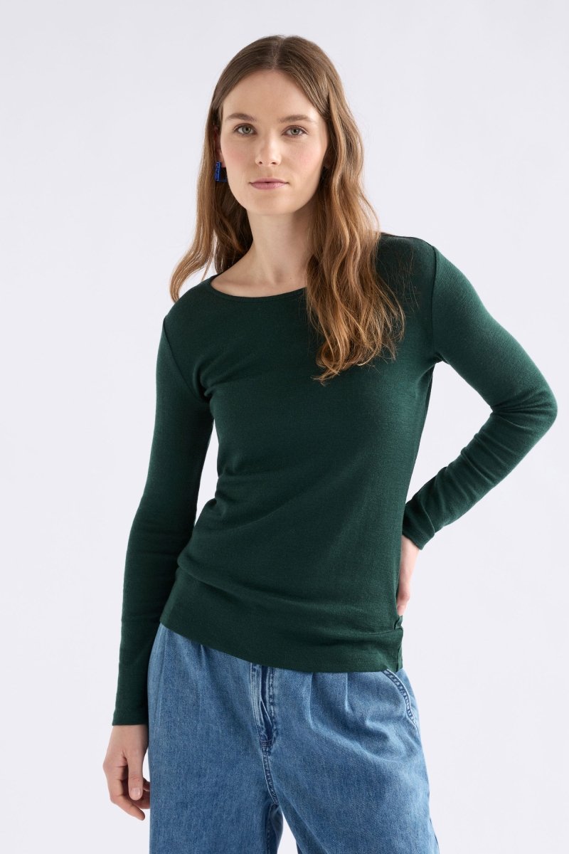 Merino Long Sleeve Top Tops - ELK | DARK PINE