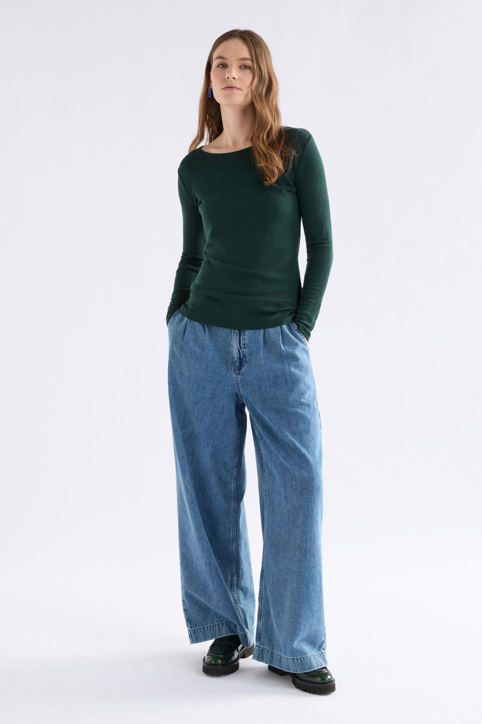 Merino Long Sleeve Top Tops - ELK | DARK PINE