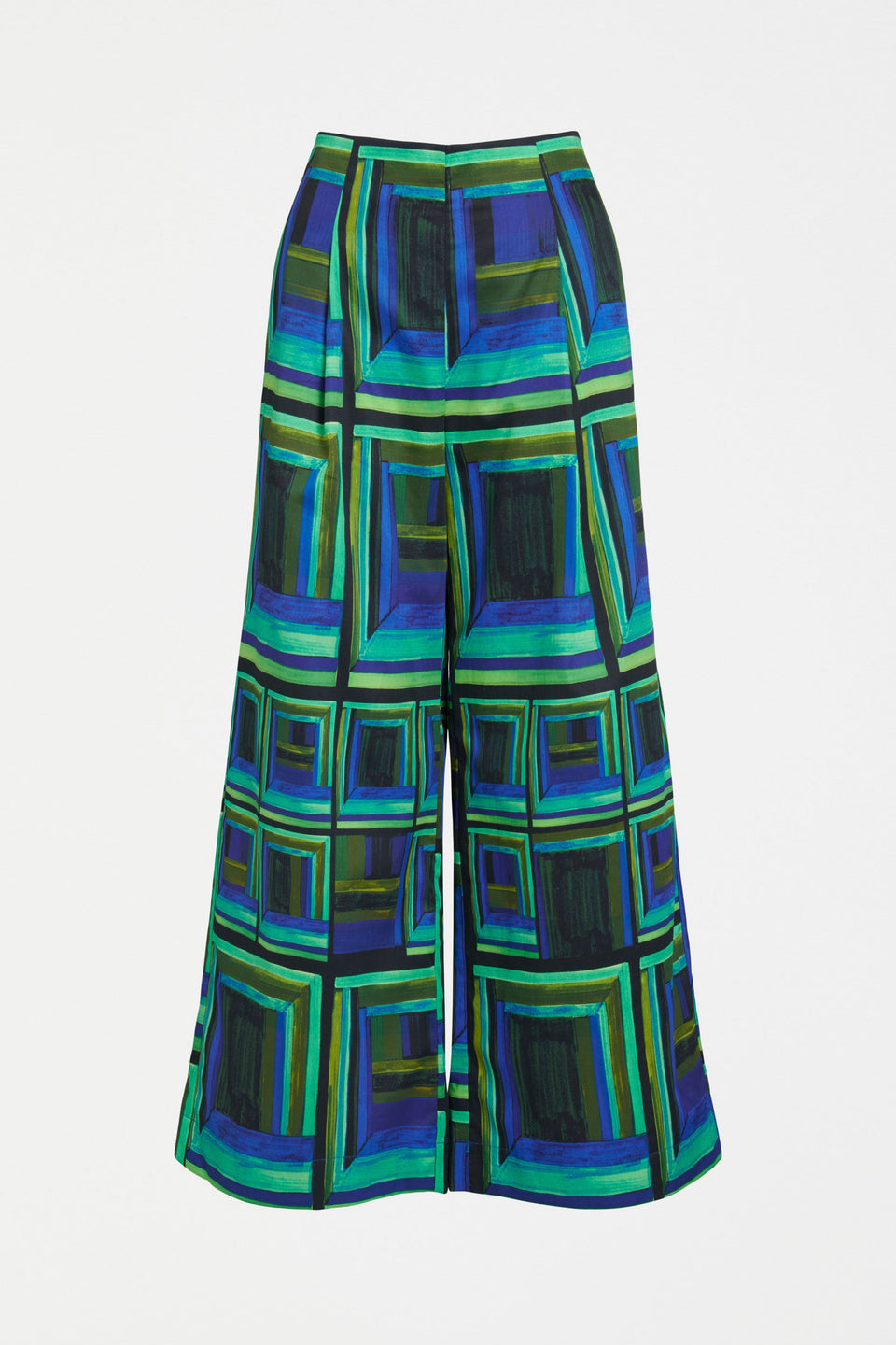 Rodan Organic Cotton Bold Print Front Pleat Wide Leg Pant Front | SALONE PRINT