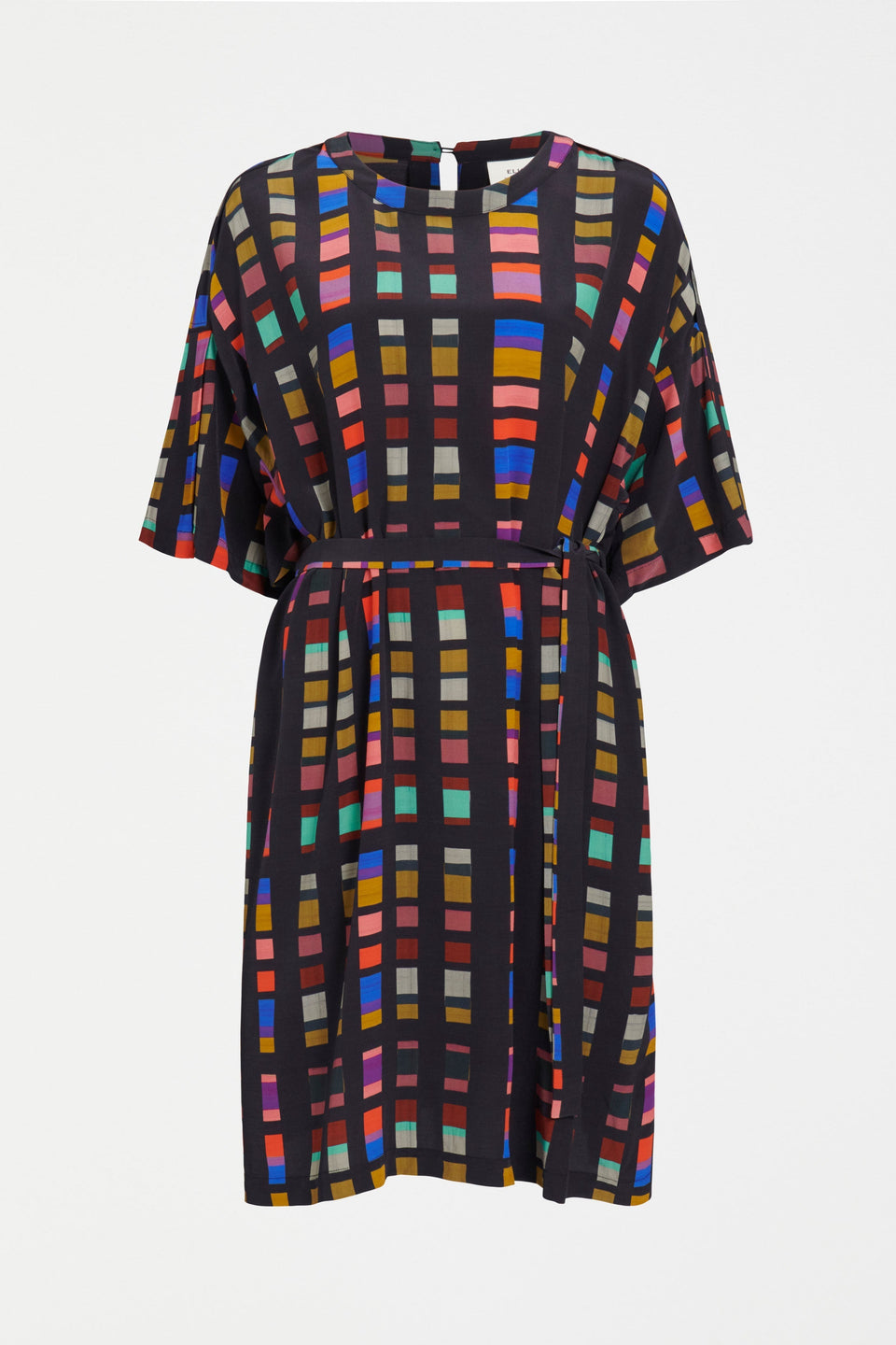 Kira Silky Wide Tee Sleeve Relaxed Shift Dress with Optional Waist Tie Front | TESSELA PRINT