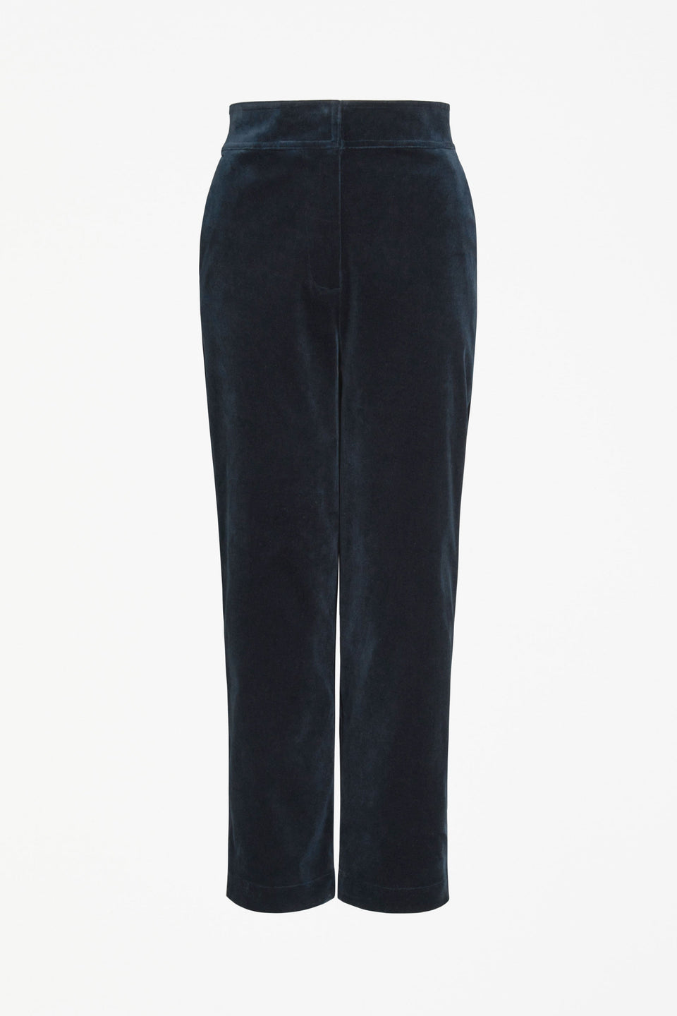 Atles High Waisted Tapered Leg Dark Blue Cut Cord Pant Front | CARBON