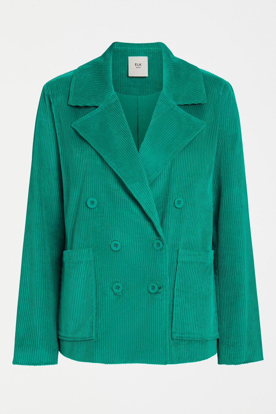 Rhes Organic Cotton Chunky Cord Double Breasted Jacket Front | ISLAND GREEN