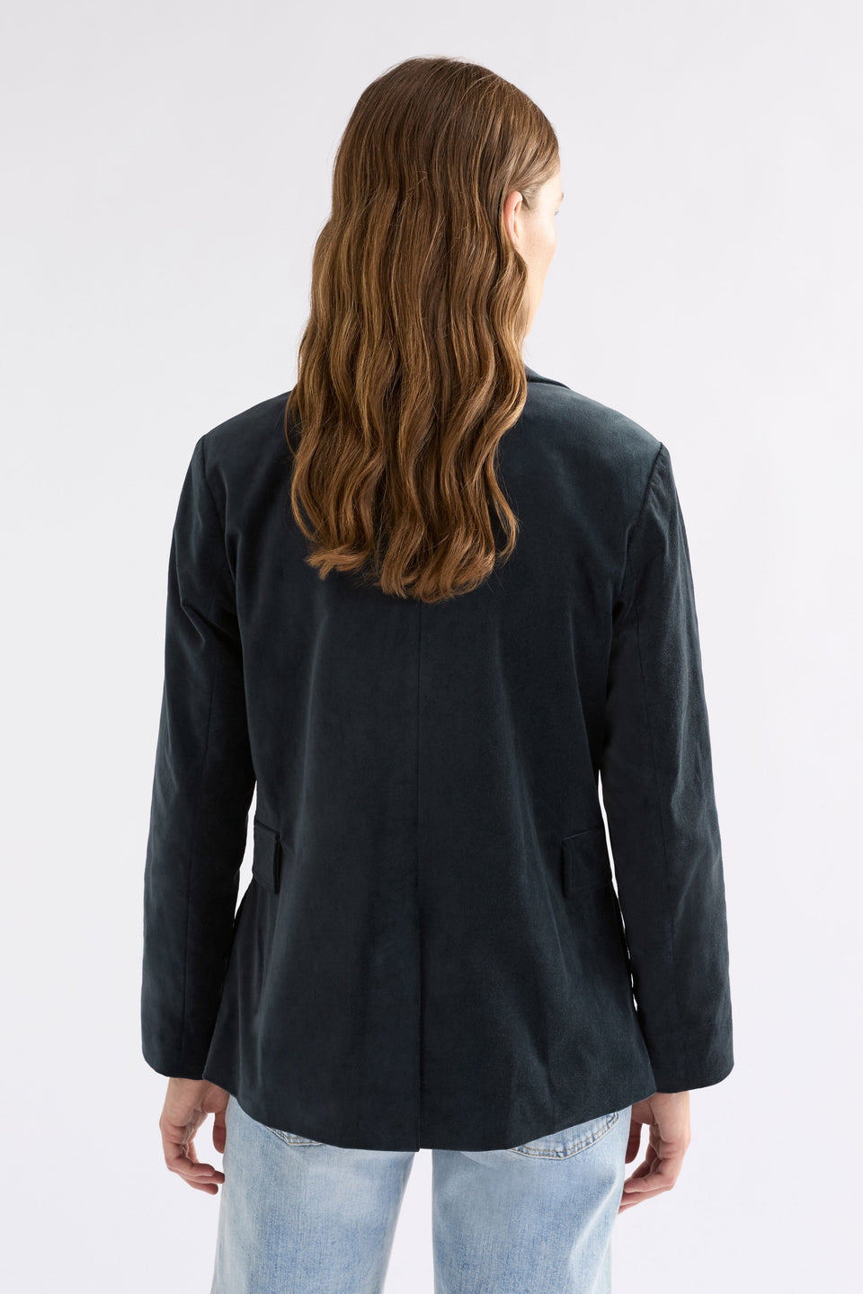 Altes Dark Blue Cut Cord Blazer Jacket Model Back | CARBON