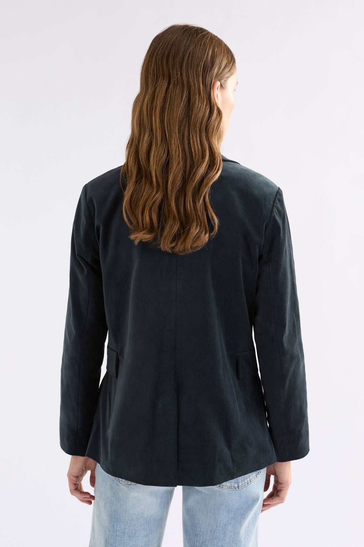 Altes Dark Blue Cut Cord Blazer Jacket Model Back | CARBON
