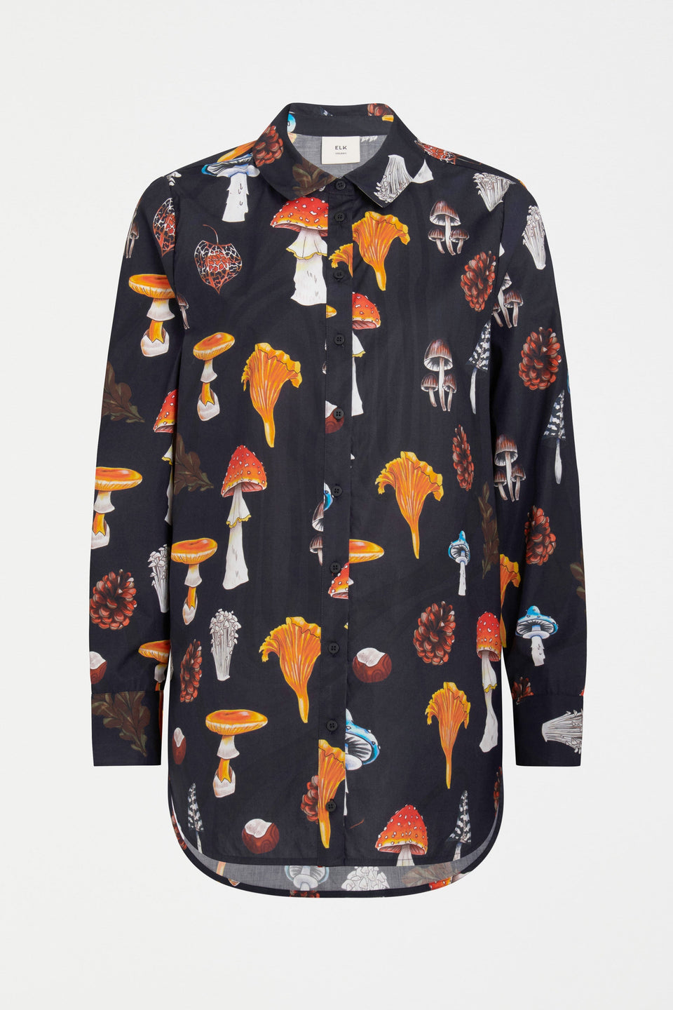 Allem Organic Cotton Mushroom Print Long Sleeve Shirt front | MUSHROOM PRINT
