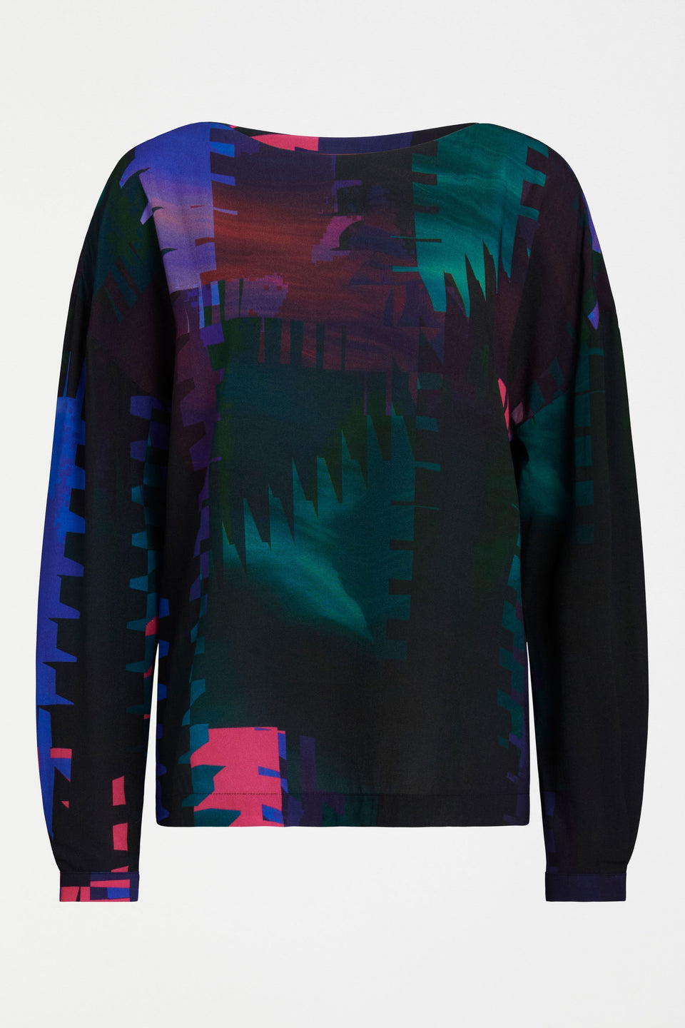 Terrase Round Neck Print Long Sleeve Print Top Front | LOOM PRINT