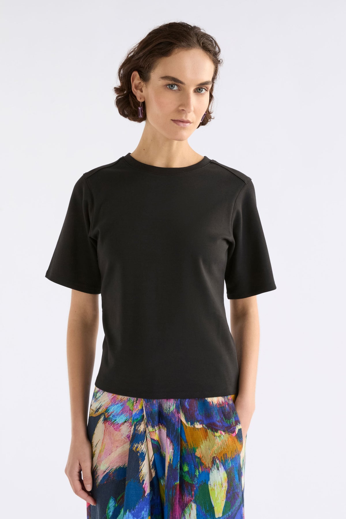 Mana Scuba Tee on Model Close Up | BLACK