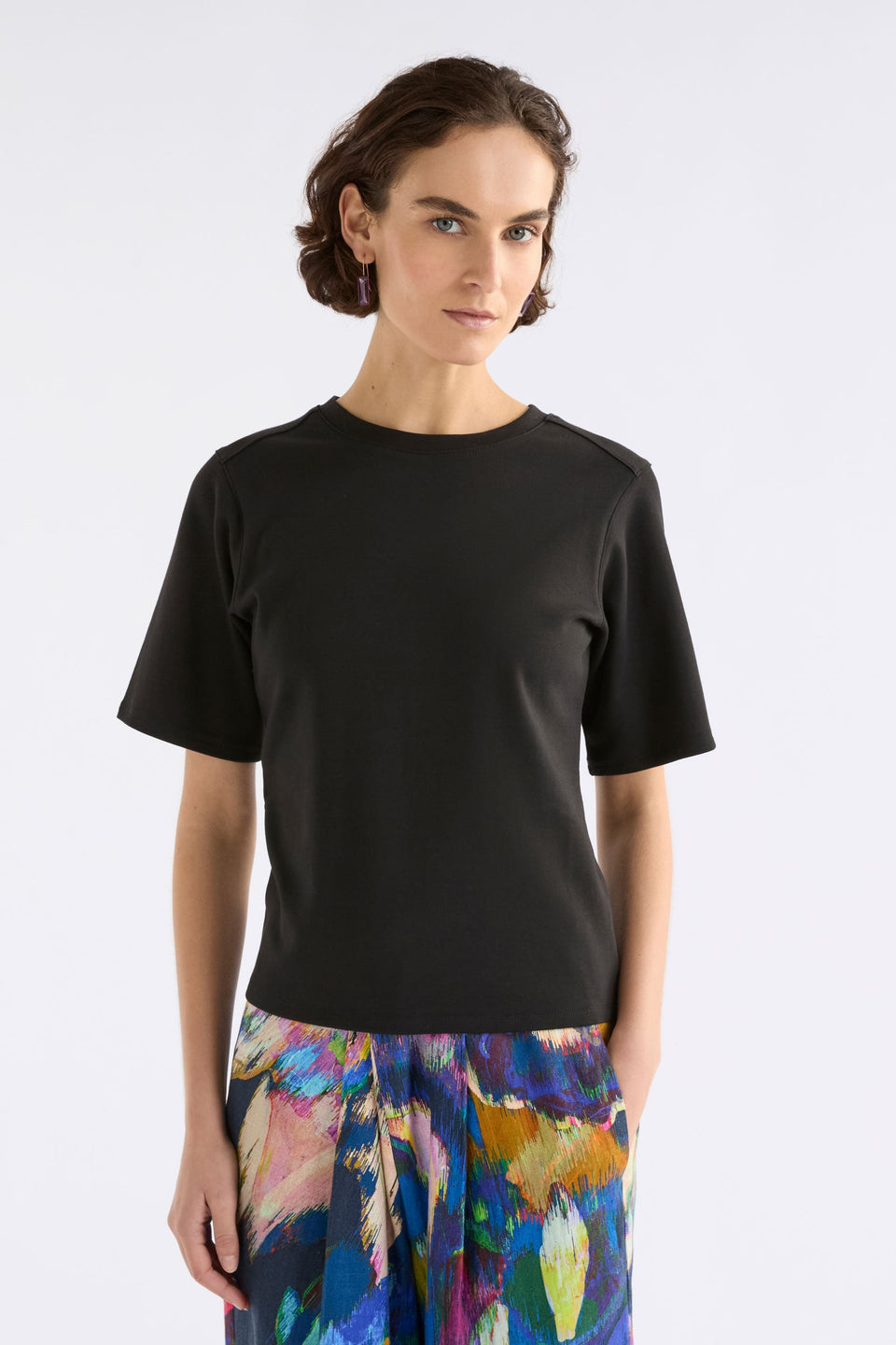 Mana Scuba Tee on Model Close Up | BLACK