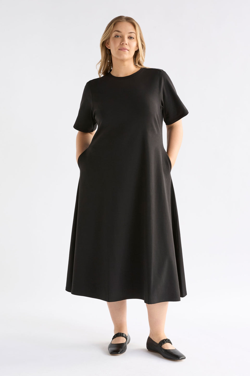 Mana Scuba Dress on Model Full Length | BLACK