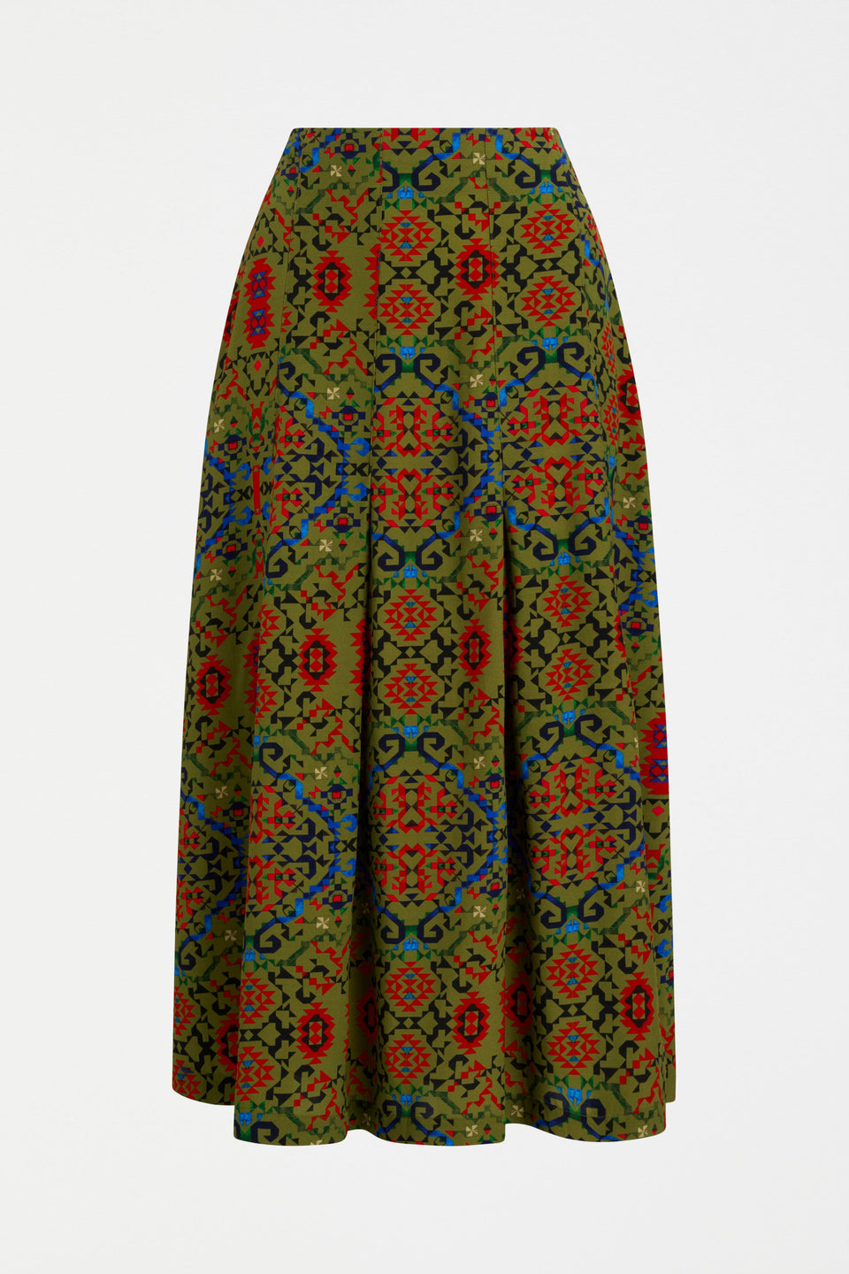 Kira Flat Front Waist Band Print Skirt with Split Front | RENDA PRINT