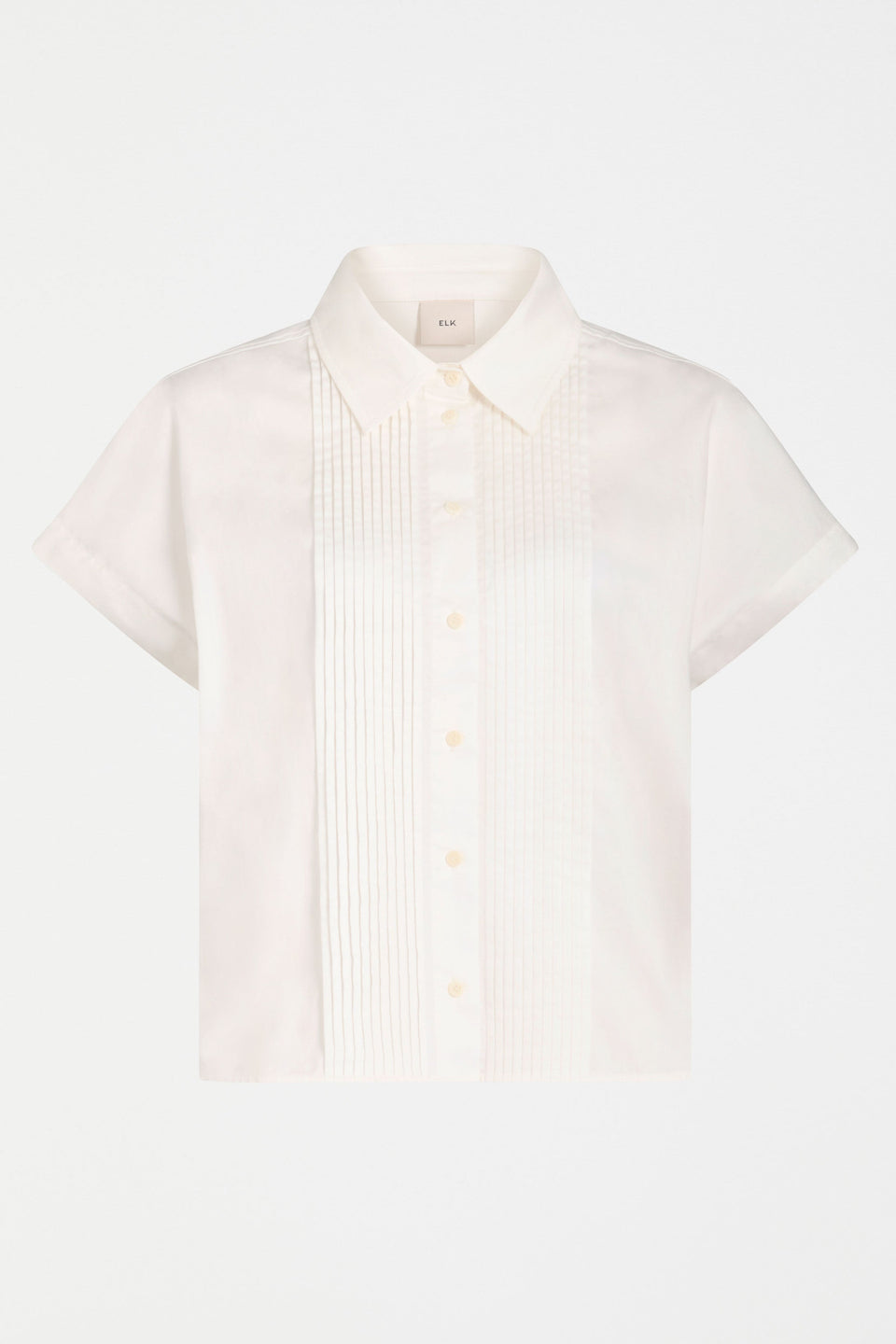 Apres Short Cap Sleeve Organic Cotton Short with Pleat Detail Front | WHITE