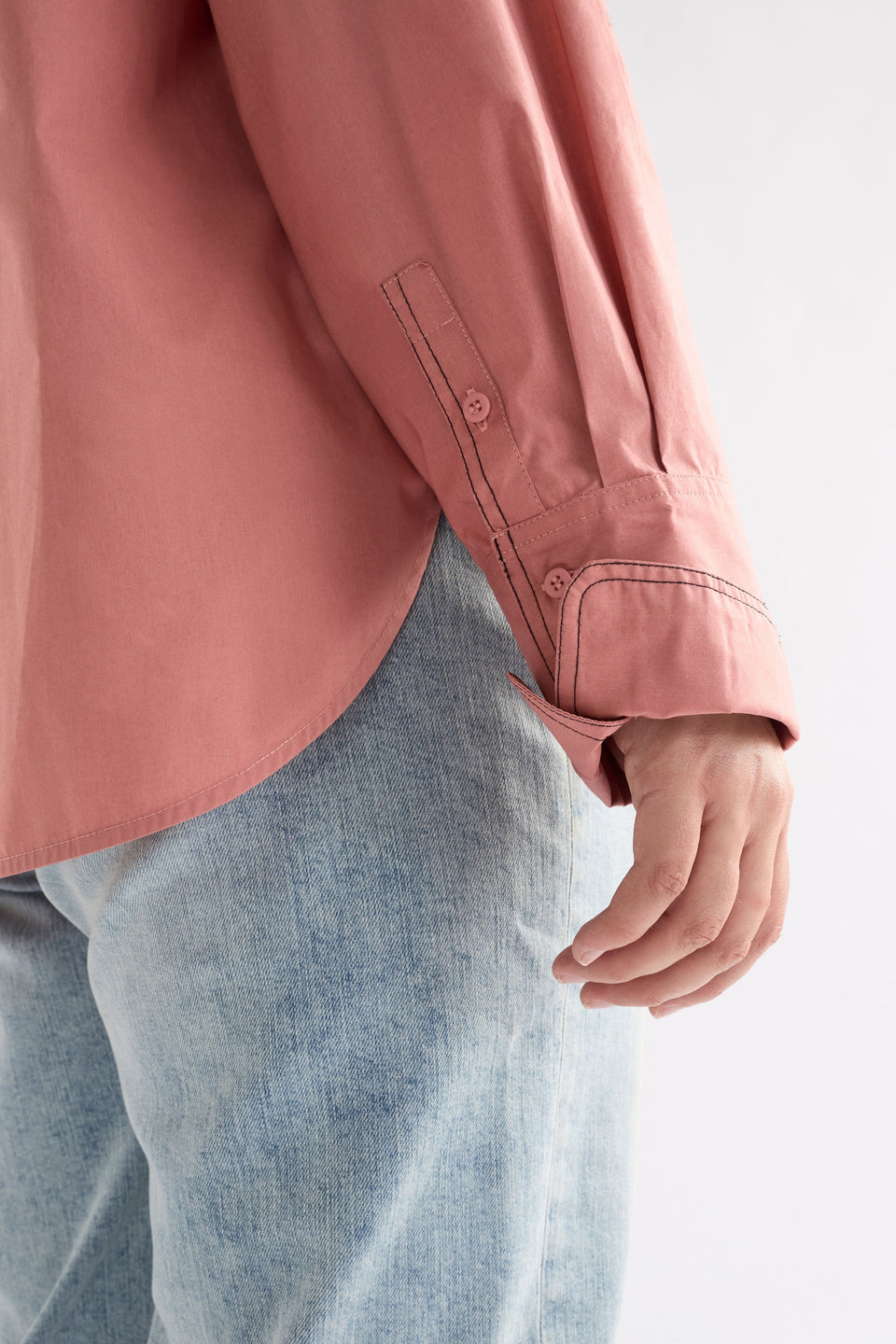 Salli Shirt on Model Sleeve Detail | CLAY PINK