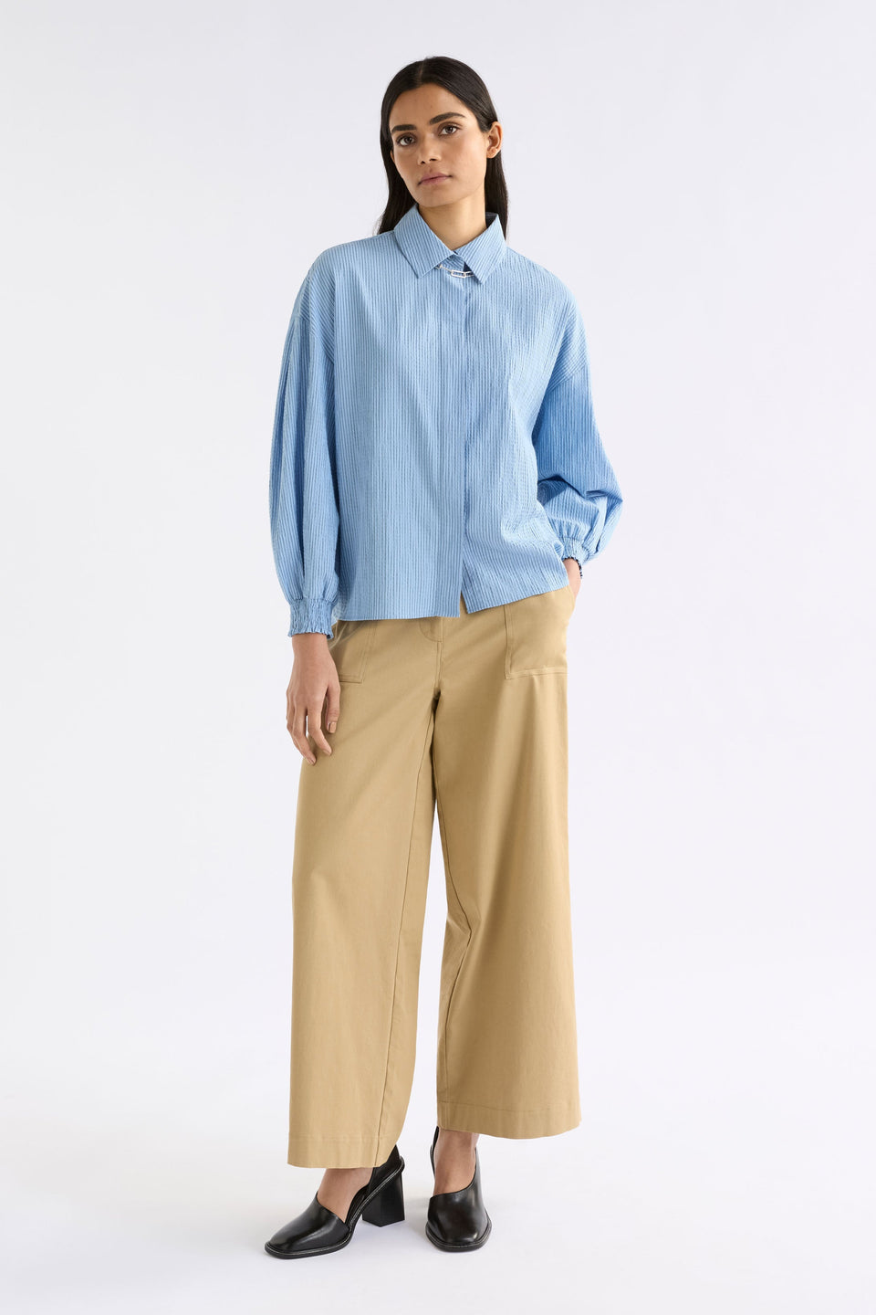 Erden Shirt on Model Full Length | CHAMBRAY