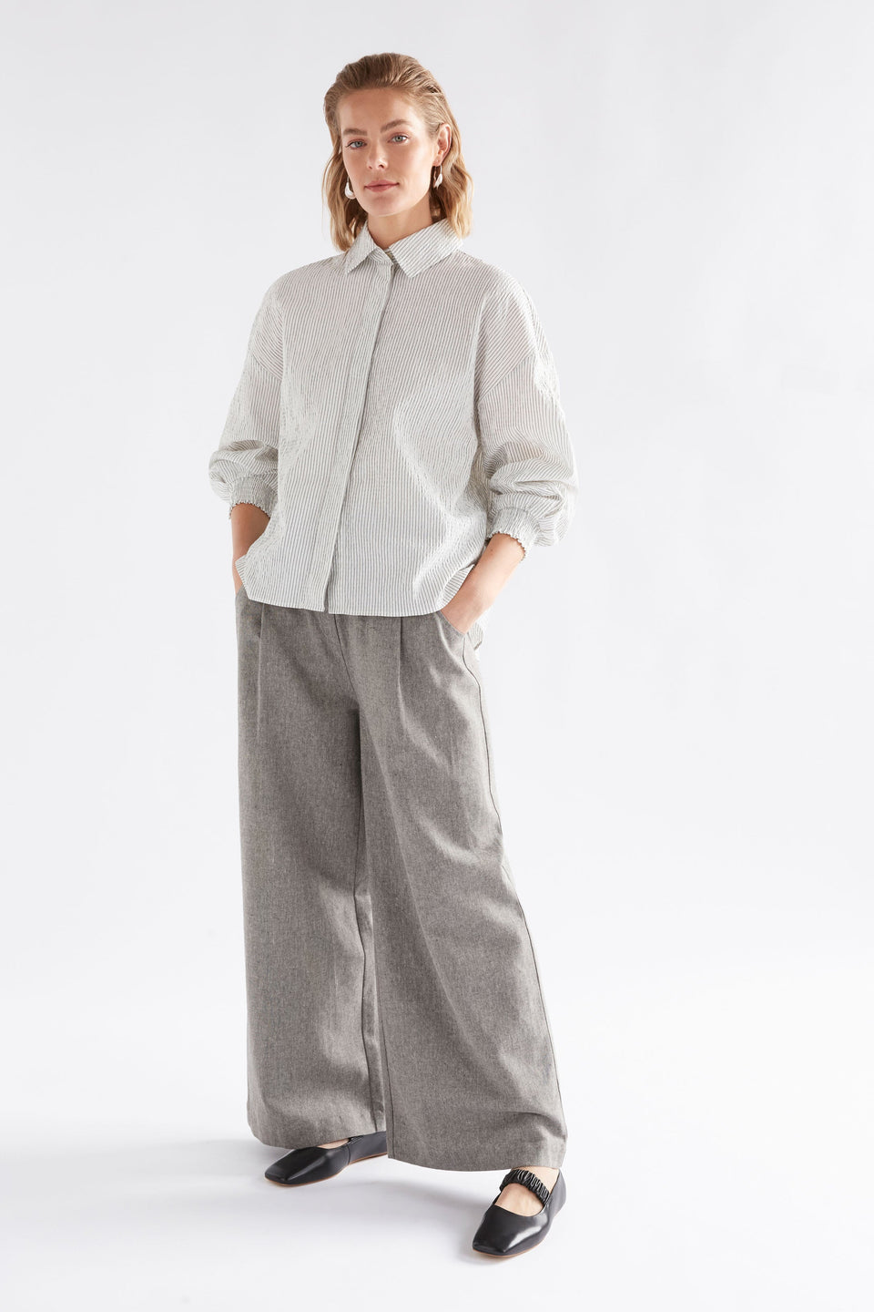 Erden Shirt on Model | WHITE