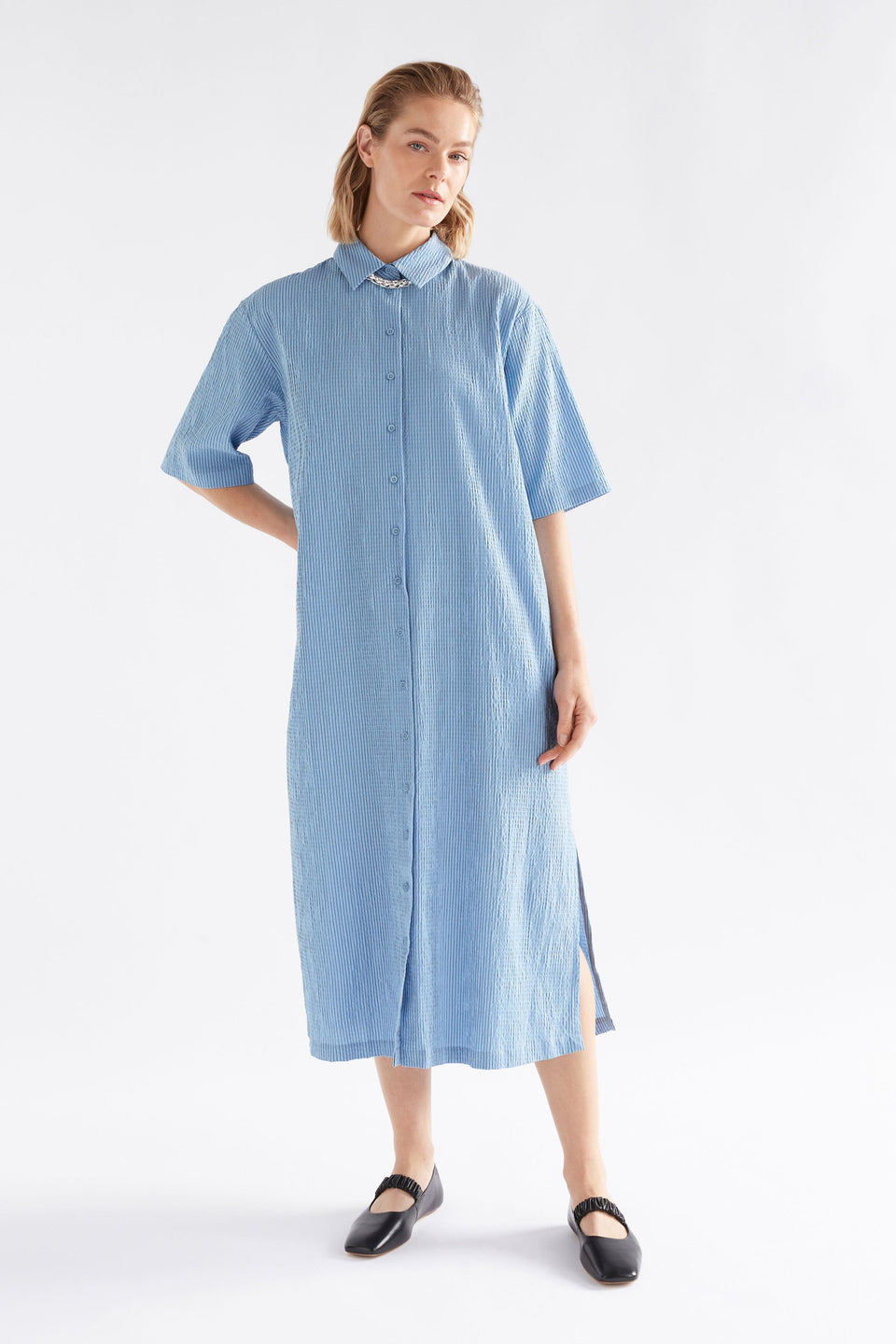 Erden Shirt Dress on Model | CHAMBRAY