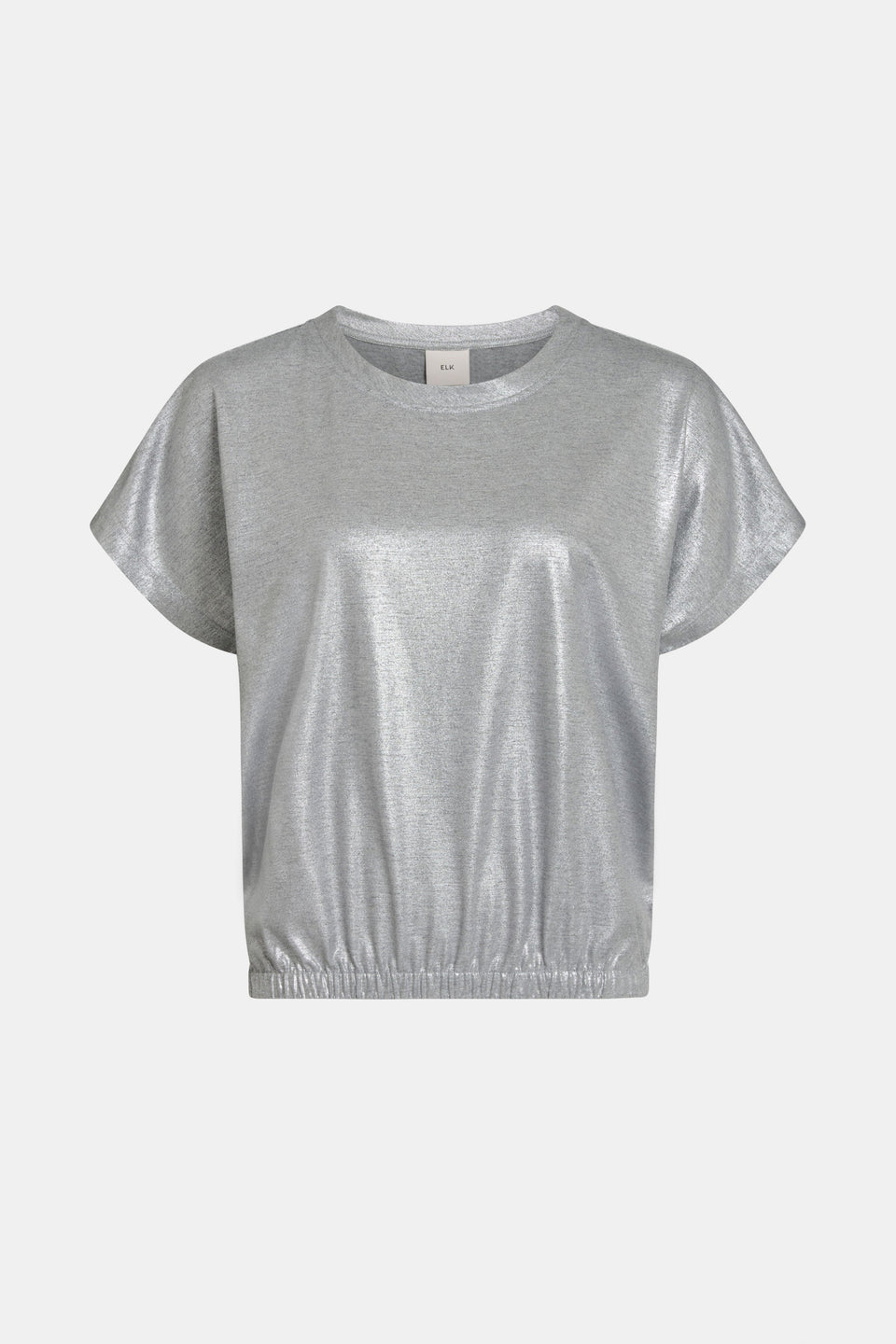 Maail Organic Cotton Elastic Hem Metallic Silver Jersey T-shirt Front | SILVER