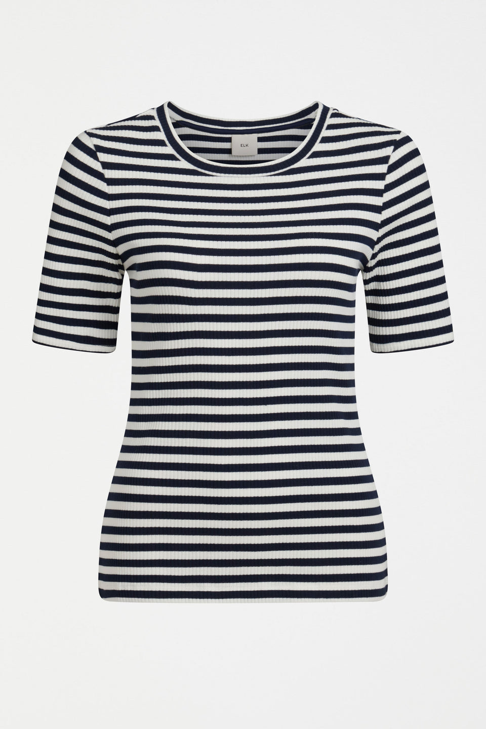 Kullan Organic Cotton Fitted Ribbed T-Shirt Front | WHITE INK STRIPE