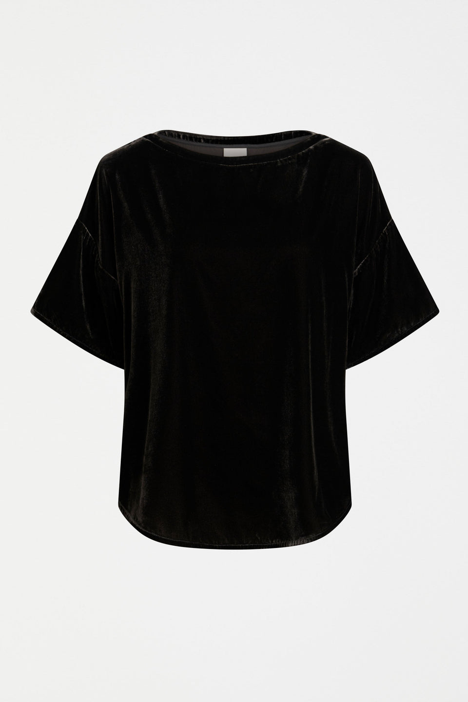 Suuri Boxy Sleeve Drop Shoulder Velvet Top Front | CHARCOAL