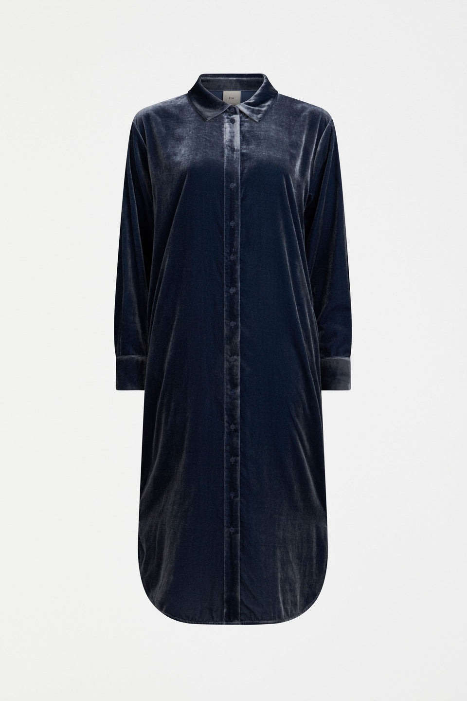 Suuri Velvet Scooped Hem Midi Shirt Dress Front | BLUE STEEL