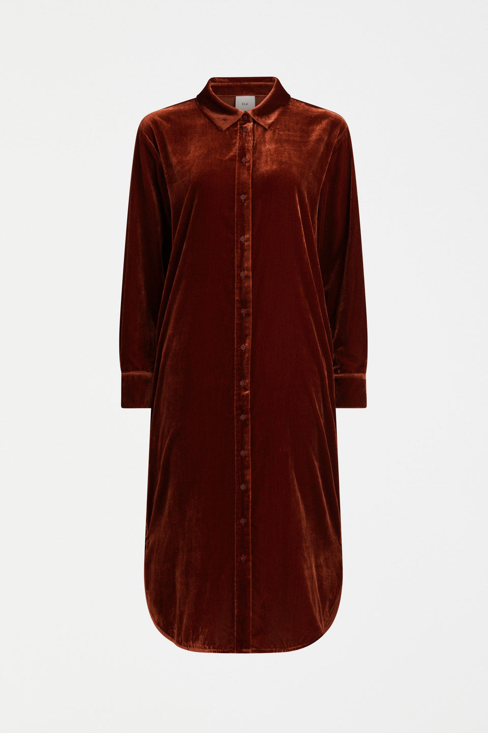 Suuri Velvet Scooped Hem Midi Shirt Dress Front | SPICE
