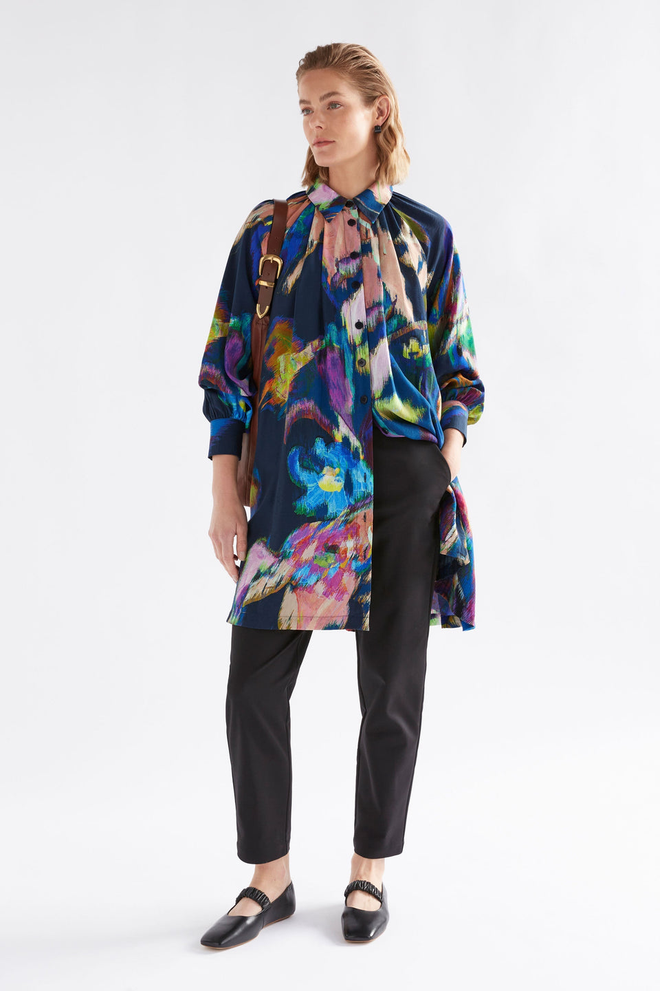 Moda Dress on Model styled with pants | VAARA PRINT