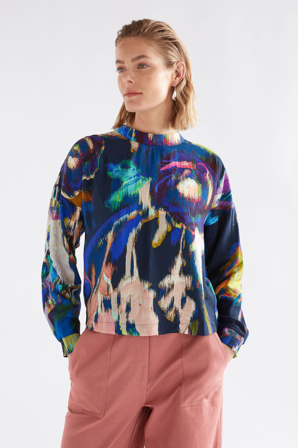 Moda Turtle Neck Top on Model Top Half | VAARA PRINT