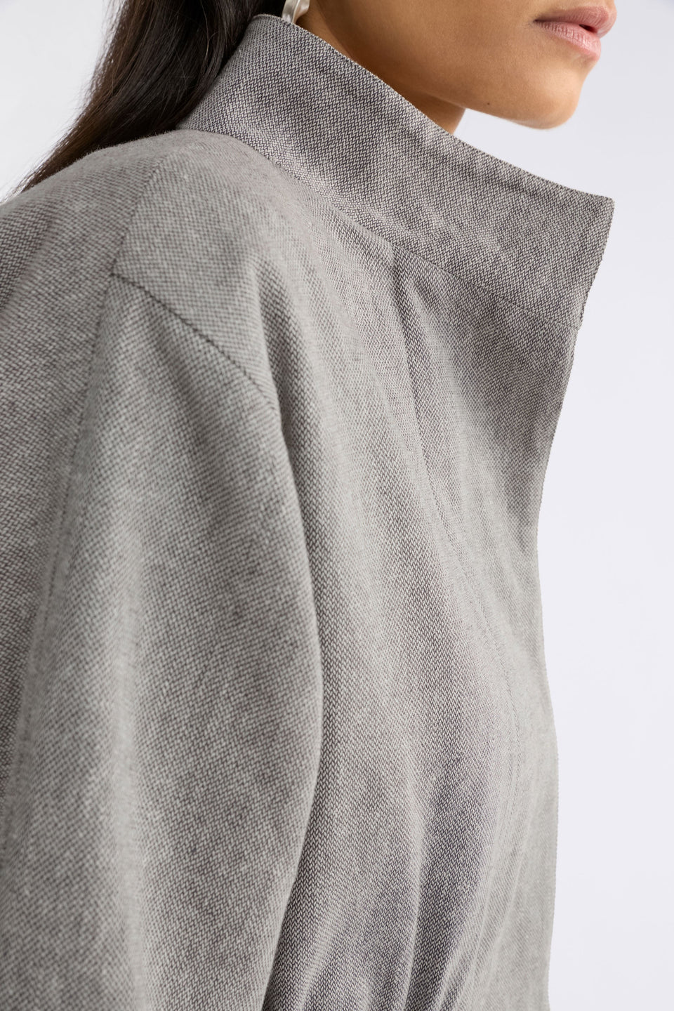 Citte Jacket on Model Close up of collar | GRAPHITE