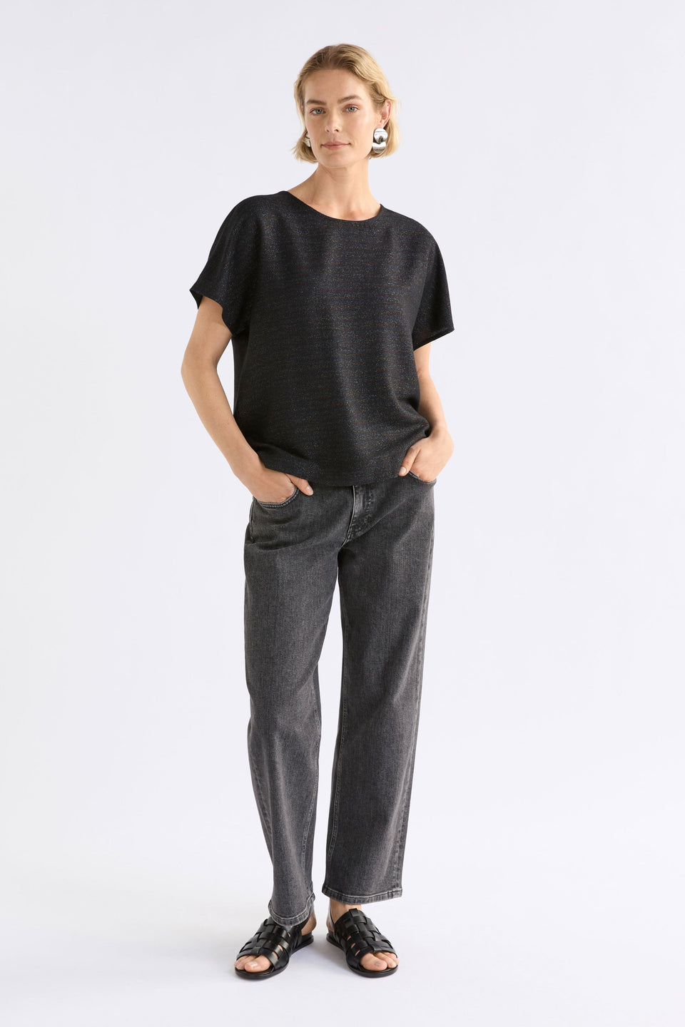 Tulle Top Tops - ELK | BLACK MULTI METALLIC