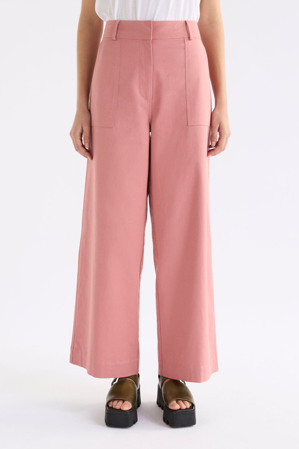 Kudel Pant on Model styled with shoes | CLAY PINK