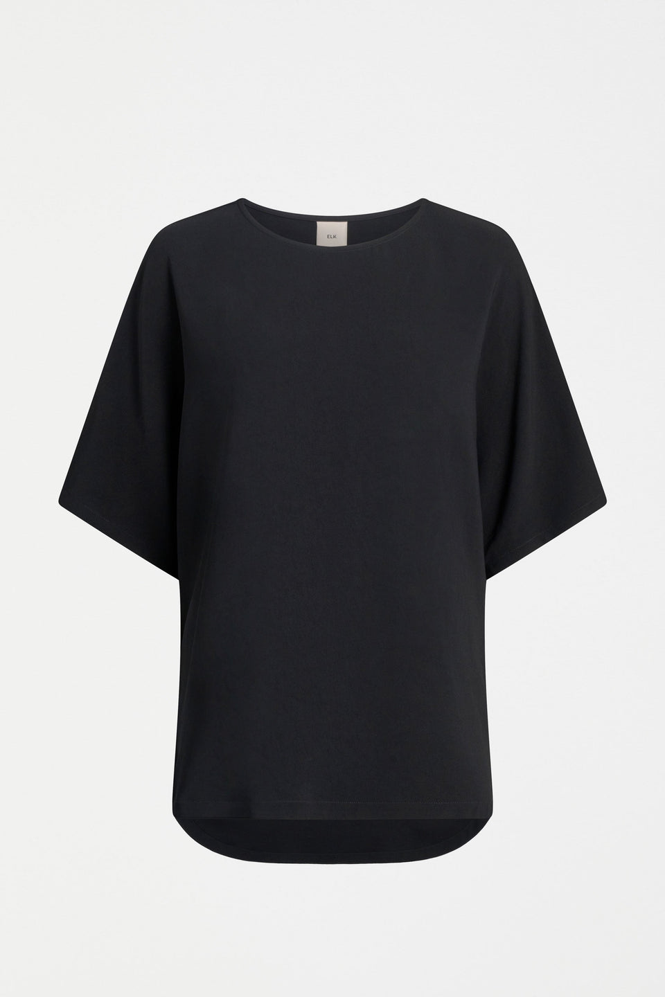 Miki Relaxed Curved Hem Tshirt Front | BLACK