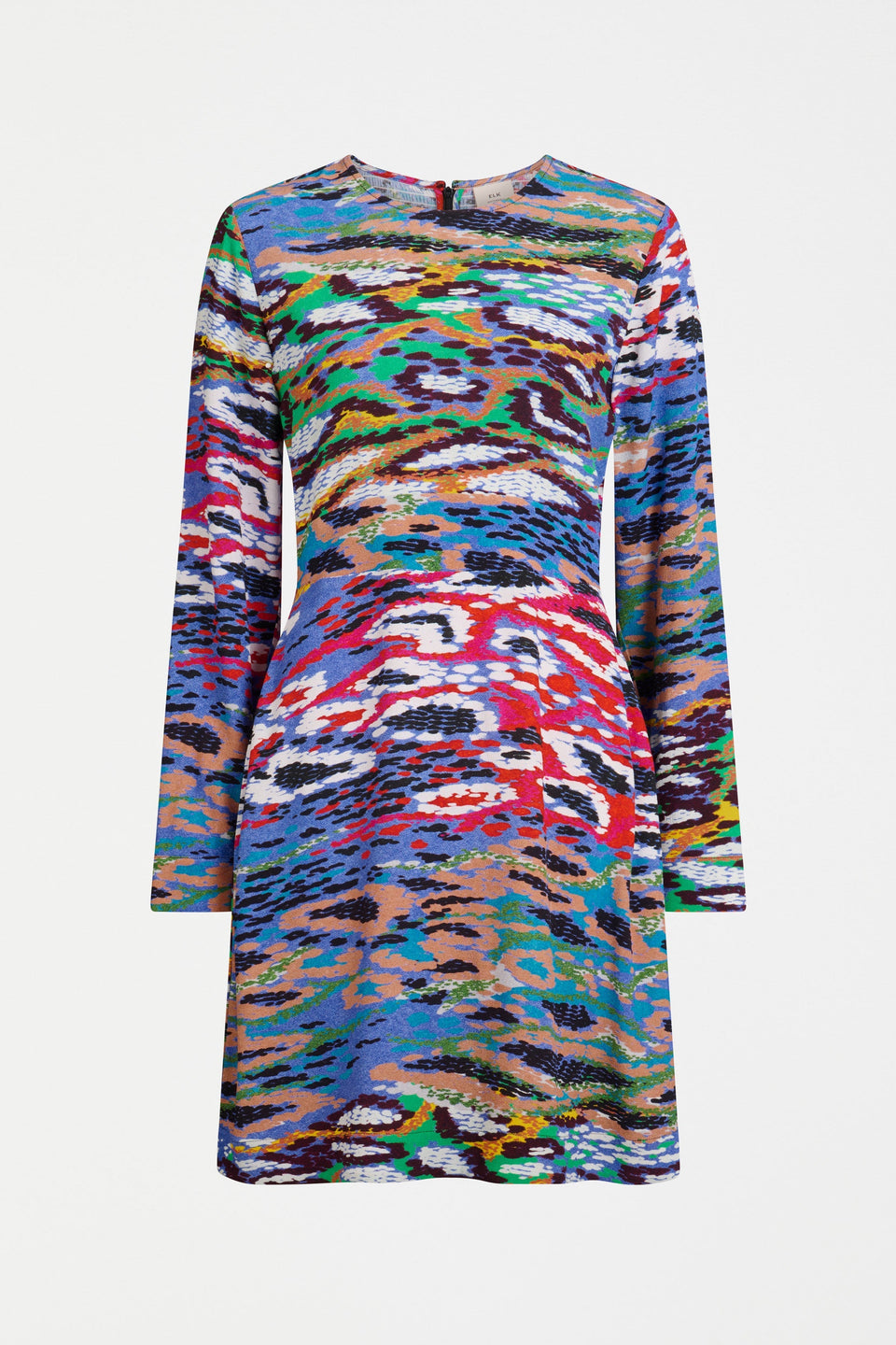 Solina Snake Print Long Sleeved Short Dress with Shirred Back Detail Front | SERP PRINT