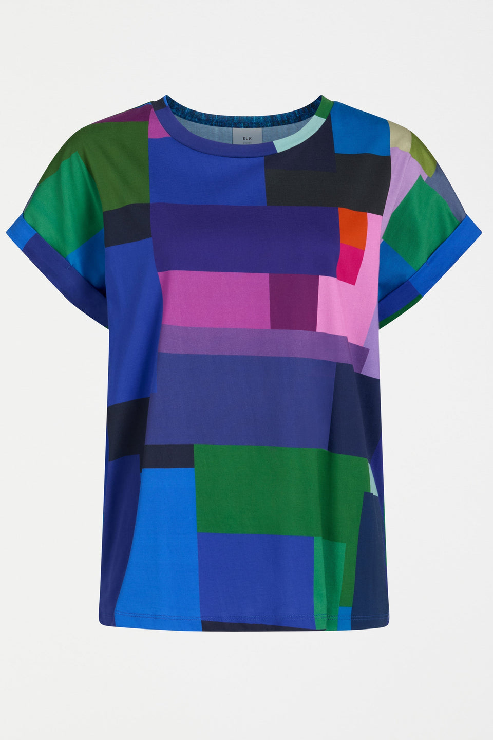 Lento Organic Cotton Bold Print Rolled Sleeve T-shirt Front| LUCENT TEE PRINT