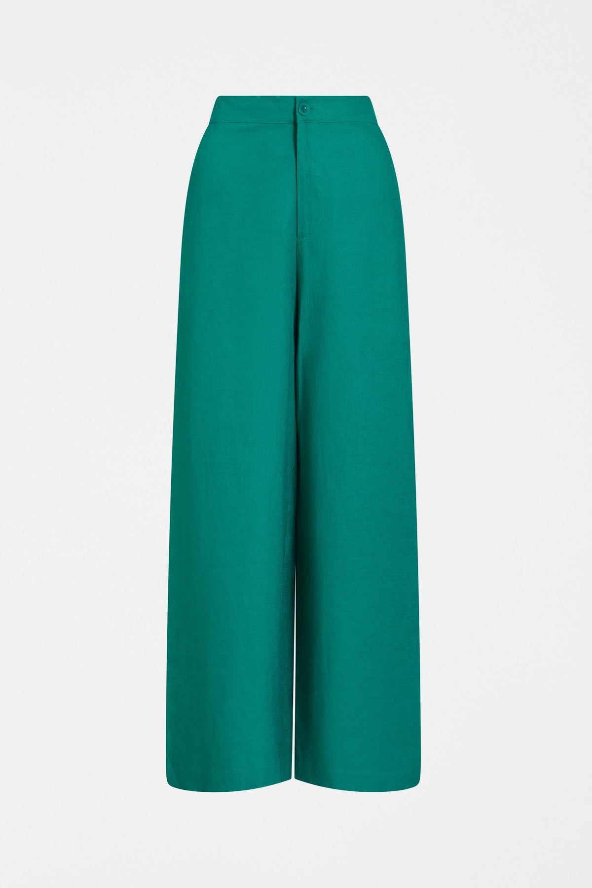 Anneli French Linen Wide Leg High Waisted Long Pant Front | TEAL