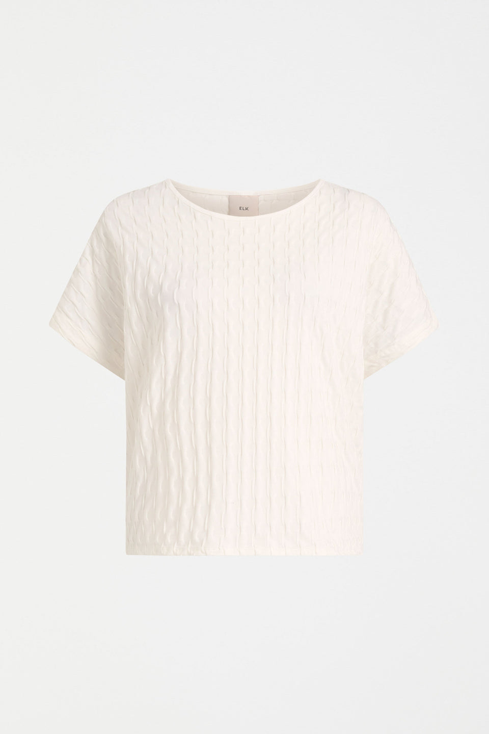 Orta Boxy Textured bubble Jersey Organic Cotton Tee front | WHITE