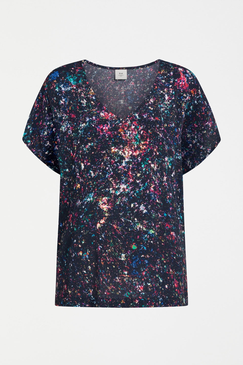 Solina V Neck Tulip Sleeve Short Sleeve Print Top Front | TOLA PRINT