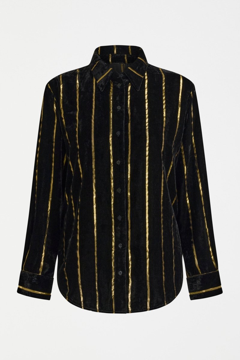 Lumii Velvet Shirt Tops - ELK | BLACK GOLD STRIPE