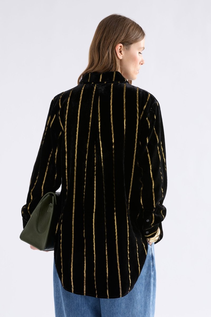 Lumii Velvet Shirt Tops - ELK | BLACK GOLD STRIPE
