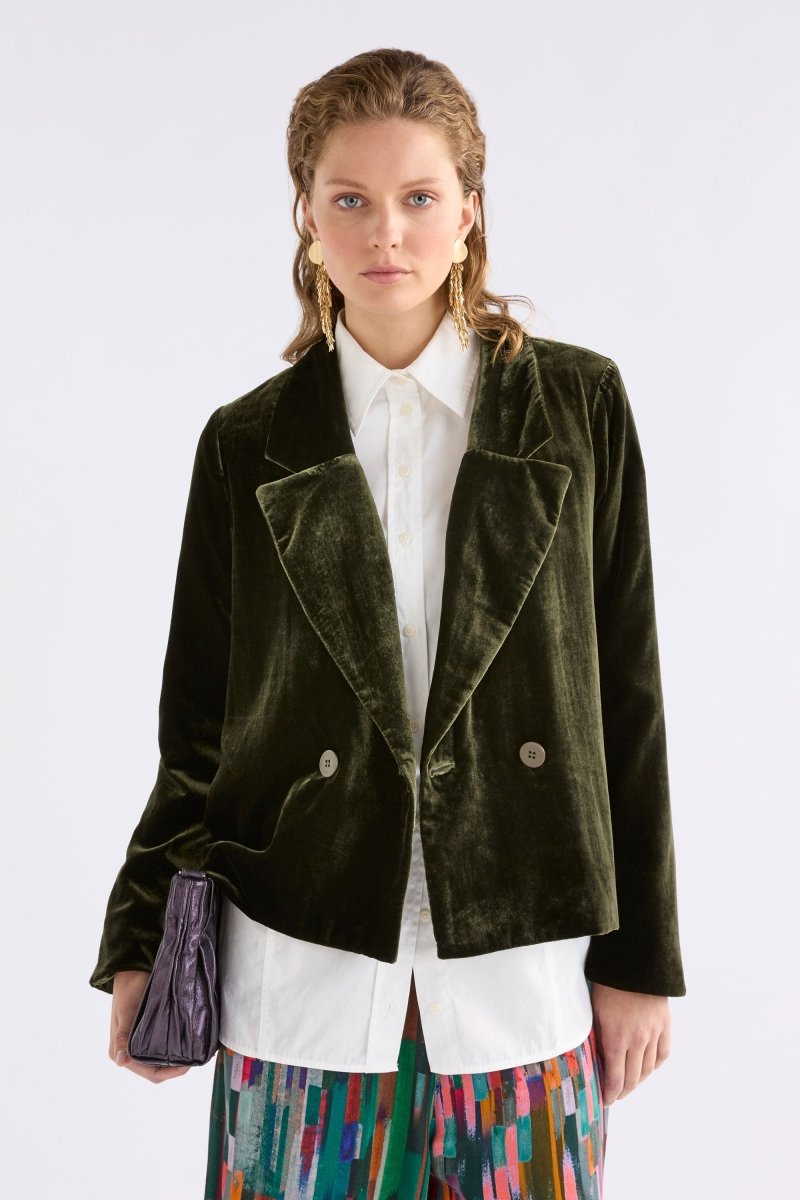 Suuri Double Breasted Blazer Jackets - ELK | DEEP OLIVE